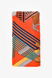 Hermes Orange Multicolour Cashmere/SIlk 'Sangles En Zigzag' 140cm Scarf