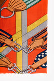 Hermes Orange Multicolour Cashmere/SIlk 'Sangles En Zigzag' 140cm Scarf