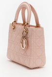 Christian Dior Pink Lambskin Cannage Mini Lady Dior Top Handle