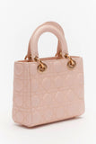 Christian Dior Pink Lambskin Cannage Mini Lady Dior Top Handle