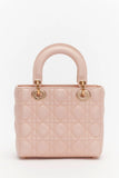Christian Dior Pink Lambskin Cannage Mini Lady Dior Top Handle