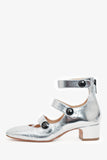 Christian Dior Silver Metallic Leather D-Doll Mary Jane Size 36.5