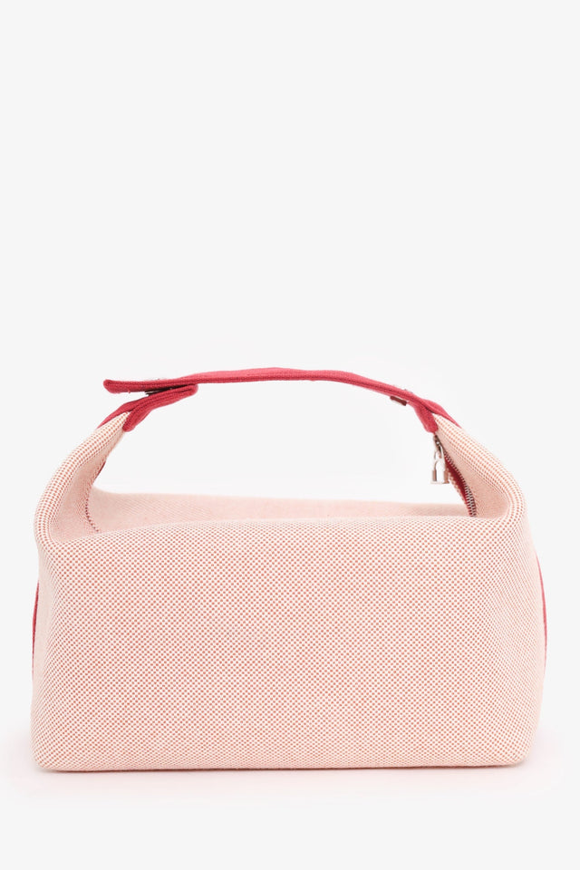 Hermes Red/Beige Canvas Large Bride-A-Brac Pouch