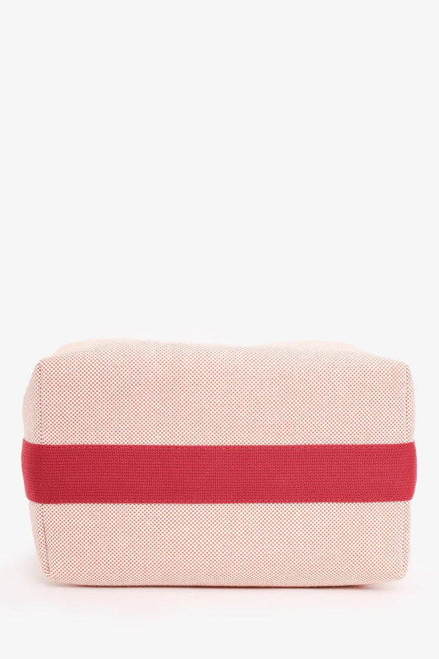 Hermes Red/Beige Canvas Large Bride-A-Brac Pouch