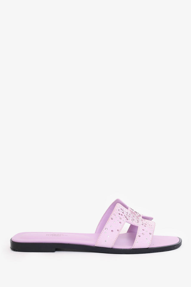 Hermes Purple Suede Crystal Oran Sandals Size 36.5
