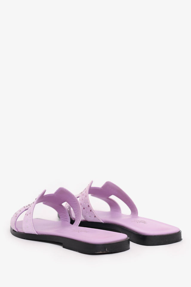 Hermes Purple Suede Crystal Oran Sandals Size 36.5