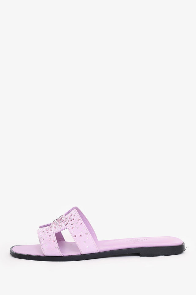 Hermes Purple Suede Crystal Oran Sandals Size 36.5