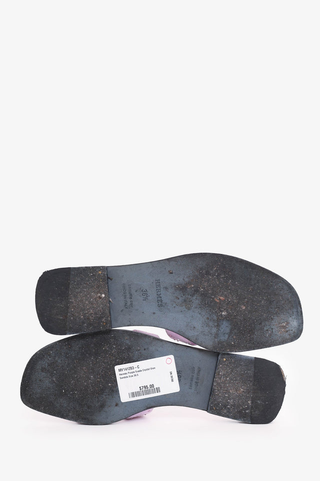 Hermes Purple Suede Crystal Oran Sandals Size 36.5