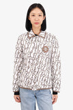 Hermes 2023 Runway White Horsebit Print Puffer Jacket Size 40