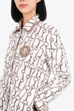 Hermes 2023 Runway White Horsebit Print Puffer Jacket Size 40