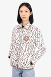 Hermes 2023 Runway White Horsebit Print Puffer Jacket Size 40