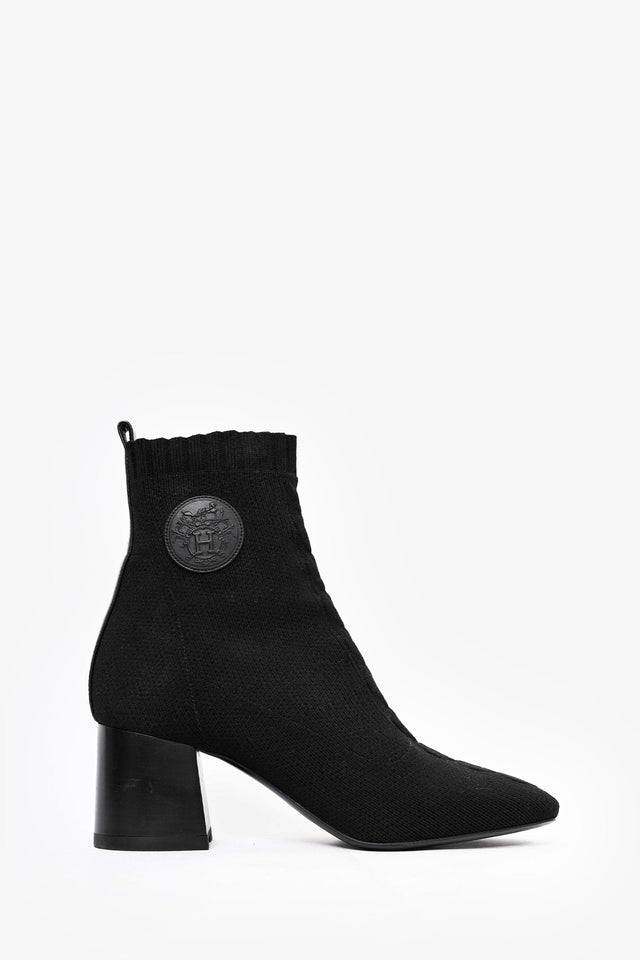Hermes Black Knit Volver 60 Sock Boots Size 38.5