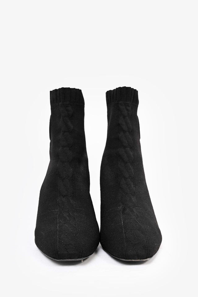 Hermes Black Knit Volver 60 Sock Boots Size 38.5