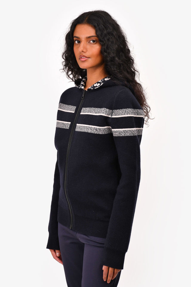 Christian Dior Blue Oblique Cashmere Reversible Zip Hooded Sweater Estimated Size S