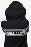 Christian Dior Blue Oblique Cashmere Reversible Zip Hooded Sweater Estimated Size S