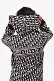 Christian Dior Blue Oblique Cashmere Reversible Zip Hooded Sweater Estimated Size S