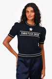 Christian Dior Blue Wool/Cashmere Logo Sweater Size 8 US