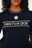Christian Dior Blue Wool/Cashmere Logo Sweater Size 8 US
