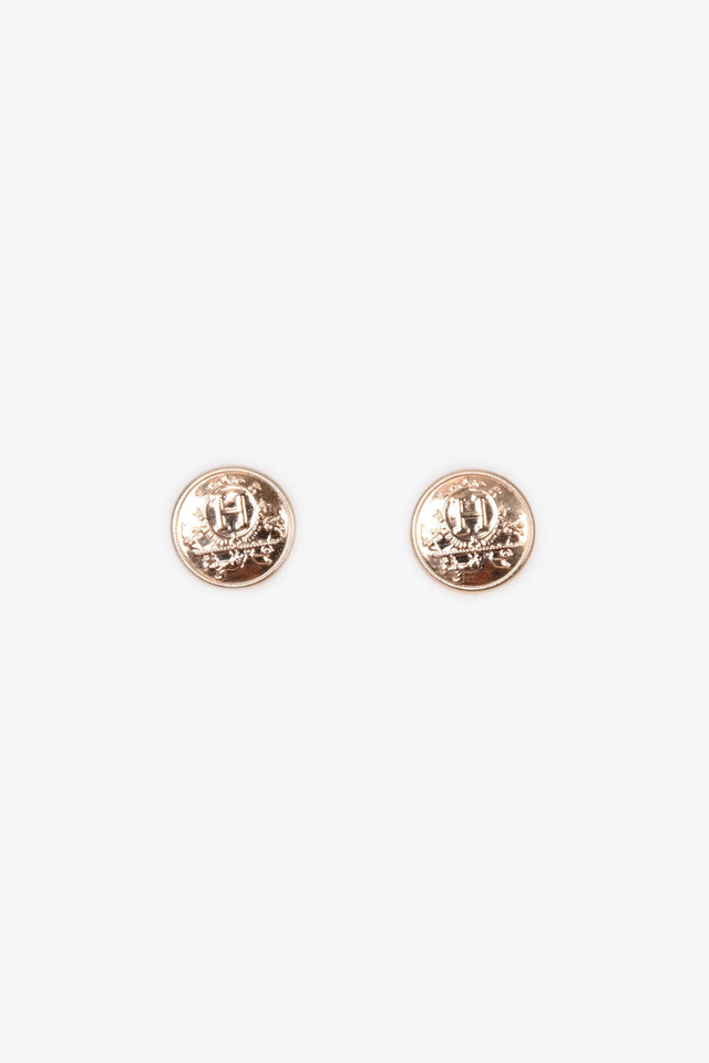 Hermes 18K Rose Gold TPM Ex-Libris Stud Earrings