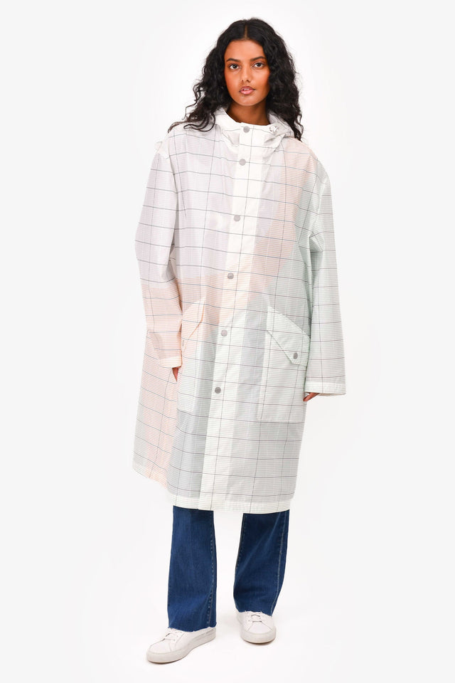 Hermes Sheer White/Multicolour Striped Panelled Rain Jacket Size 44