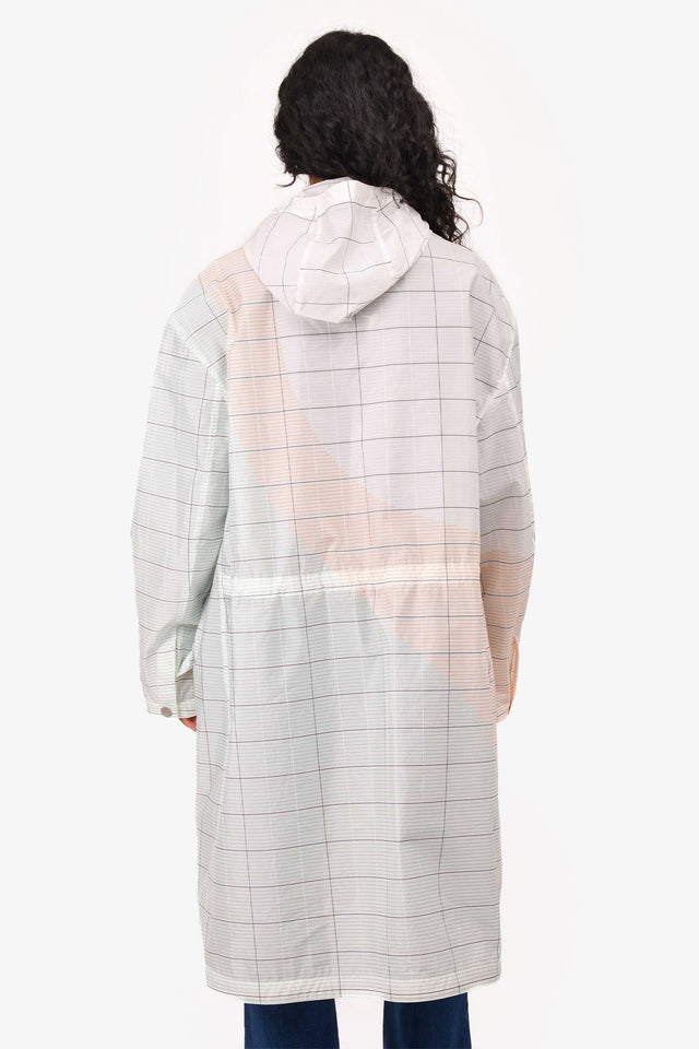 Hermes Sheer White/Multicolour Striped Panelled Rain Jacket Size 44