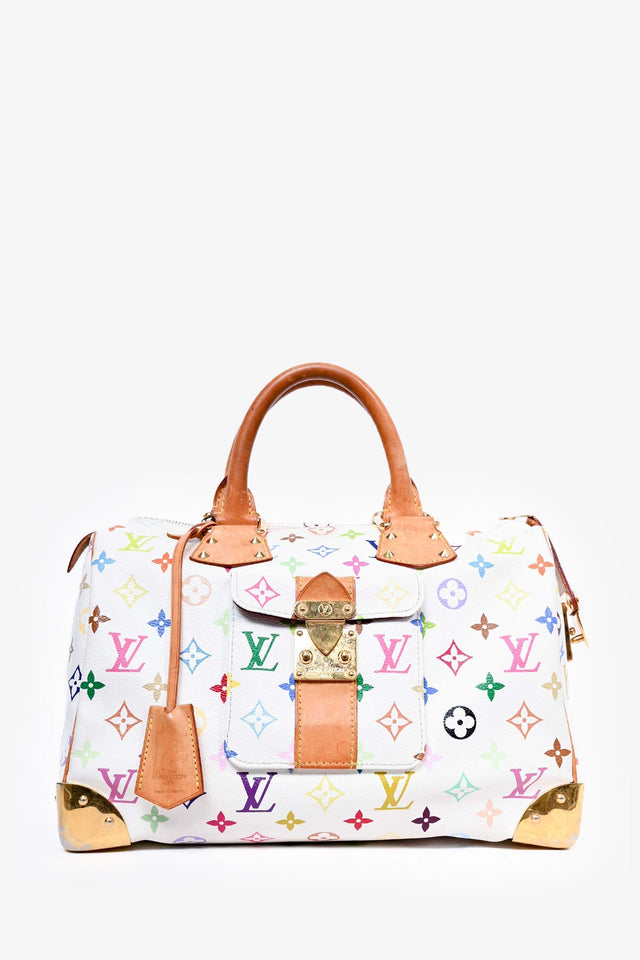 Louis Vuitton White Multicolour Speedy Top Handle