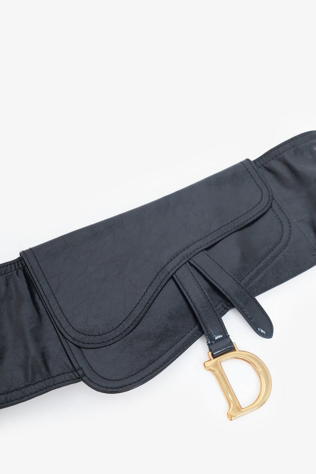 Christian Dior Black Leather Saddle Belt