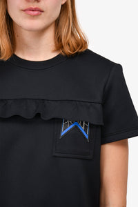 Prada Black Ruffled Logo Pocket Top Size 42