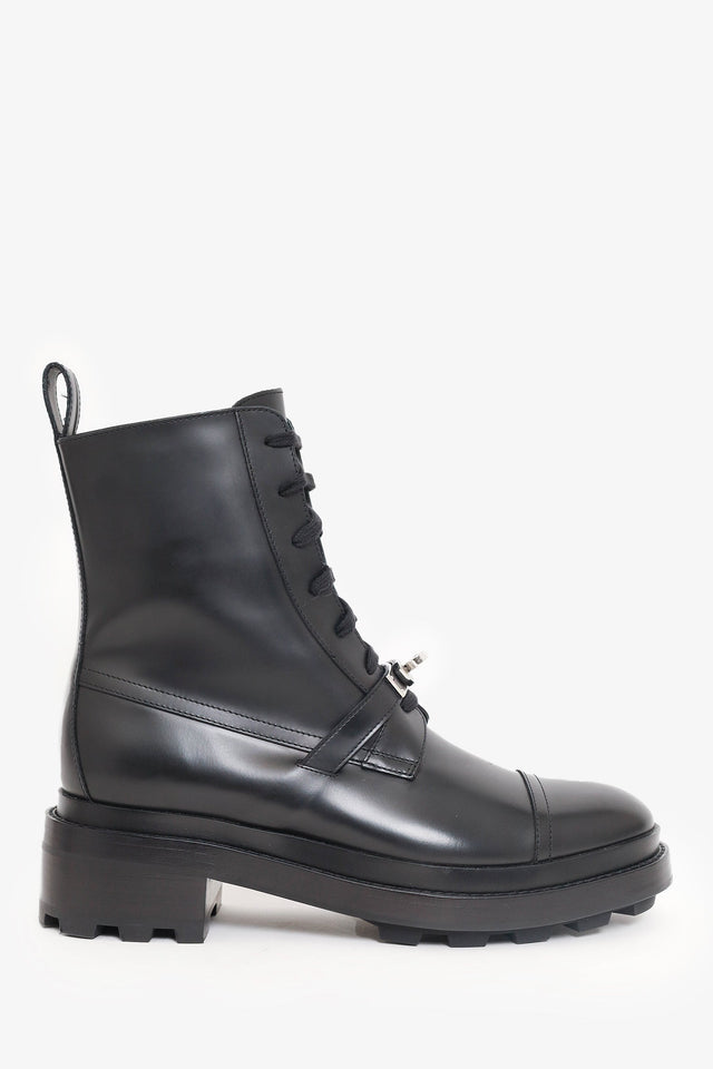 Hermes Black Glossed Calfskin Funk Ankle Boots Size 39