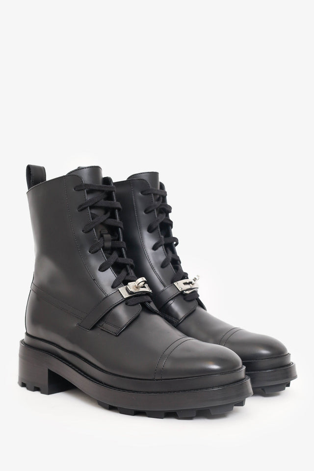Hermes Black Glossed Calfskin Funk Ankle Boots Size 39