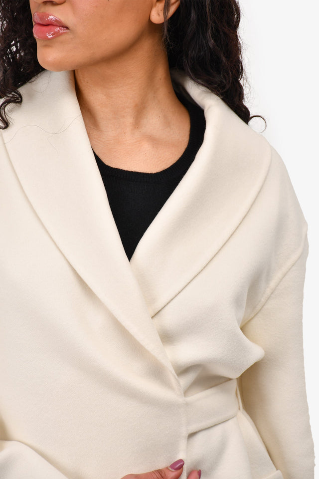 Hermes Cream Cashmere Wrap Coat Size 36
