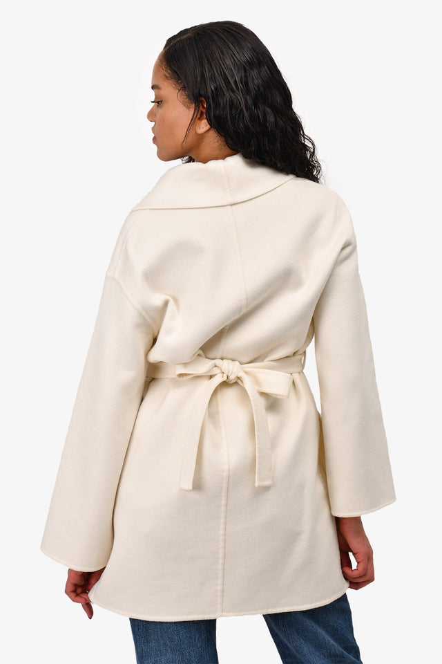 Hermes Cream Cashmere Wrap Coat Size 36