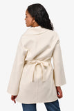 Hermes Cream Cashmere Wrap Coat Size 36