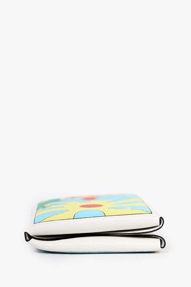 Hermes White Printed Calvi Duo Wallet
