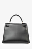 Hermes 1999 Box Leather Kelly 28 Top Handle with Strap