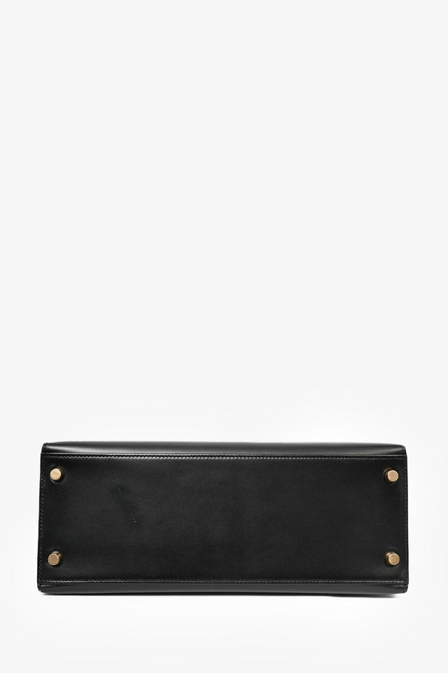 Hermes 1999 Box Leather Kelly 28 Top Handle with Strap