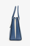 Prada Navy Saffiano Leather Bibliothèque Handle Bag with Strap