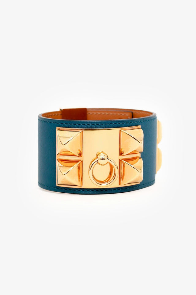Hermes Navy/Gold Collier de Chien Bracelet