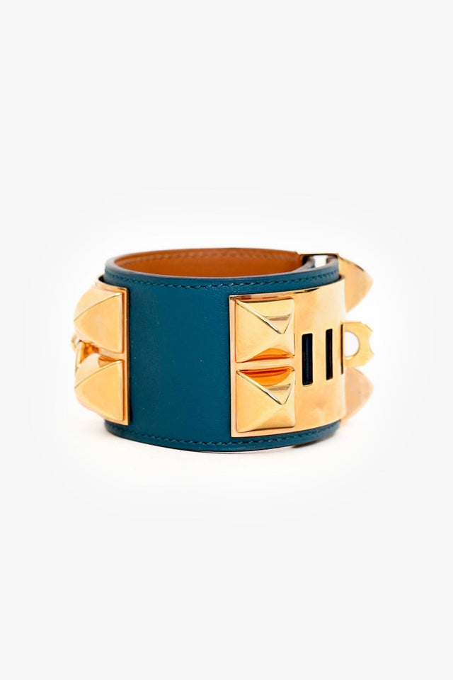 Hermes Navy/Gold Collier de Chien Bracelet