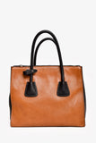 Prada Brown/Black Leather Bicolour Twin Pocket Top Handle with Strap