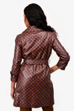 Louis Vuitton Brown Leather Monogram Trench Coat Size 36 with Belt