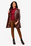 Louis Vuitton Brown Leather Monogram Trench Coat Size 36 with Belt