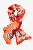 Hermes Red/Orange Cashmere/Silk Printed Scarf