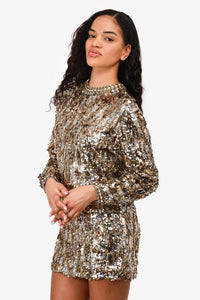 Prada Gold Sequin/Silk Mini Dress Size 36