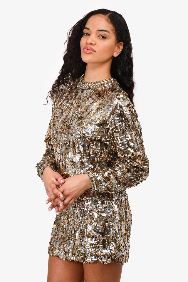 Prada Gold Sequin/Silk Mini Dress Size 36