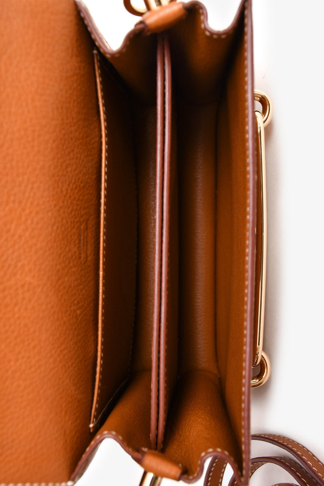 Hermes 2019 Brown Fauve Leather Mini Roulis GHW (As Is)