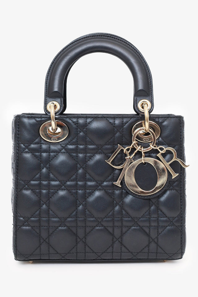 Christian Dior 2022 Black Cannage Lambskin Small Lady Dior Bag