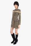Christian Dior Leopard Print Zip-Up Long Sleeve Dress Size 2
