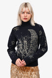Christian Dior Navy Cashmere Moon Turtleneck Size 2
