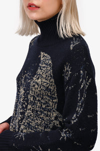 Christian Dior Navy Cashmere Moon Turtleneck Size 2